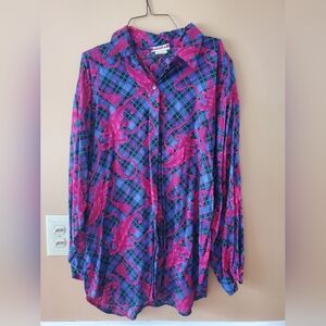 Vintage ladies blouse 80s 90s Print Design Artistic